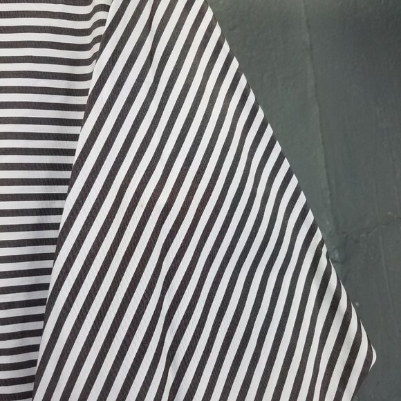 Ming Wang Heritage Fit Blouse Women's L Poplin Shawl Collar V-Neck Stripe NEW - Picture 7 of 16